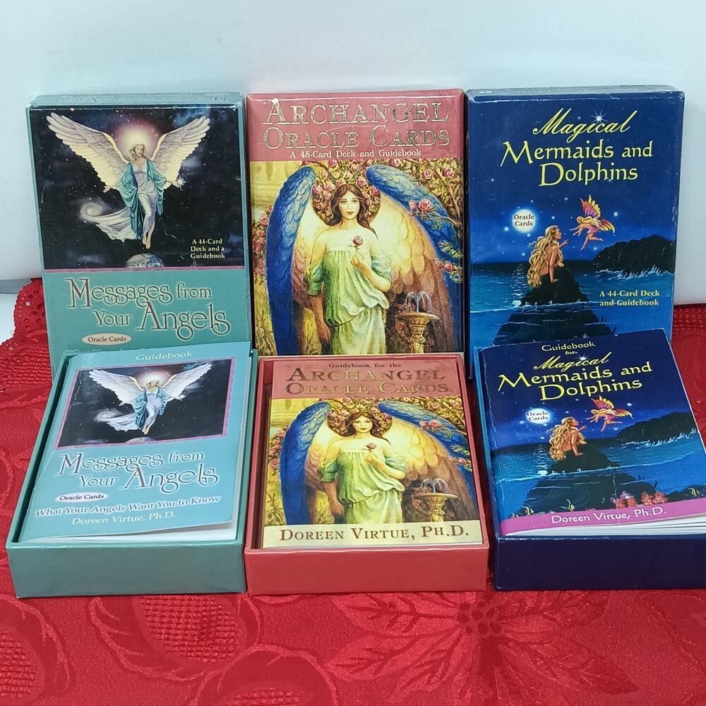 3X Mermaids, Archangel & Messages by Virtue *signed* Booklet & Oracle Cards